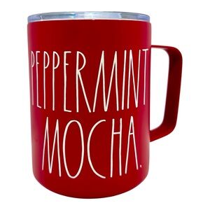 EUC‎ RAE DUNN Peppermint Mocha Stainless Coffee Cup with Lid